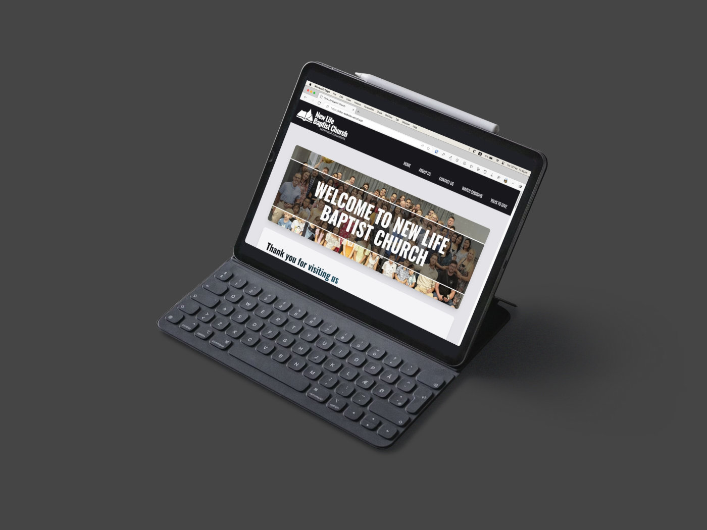 new life baptist church browser mockup contact page